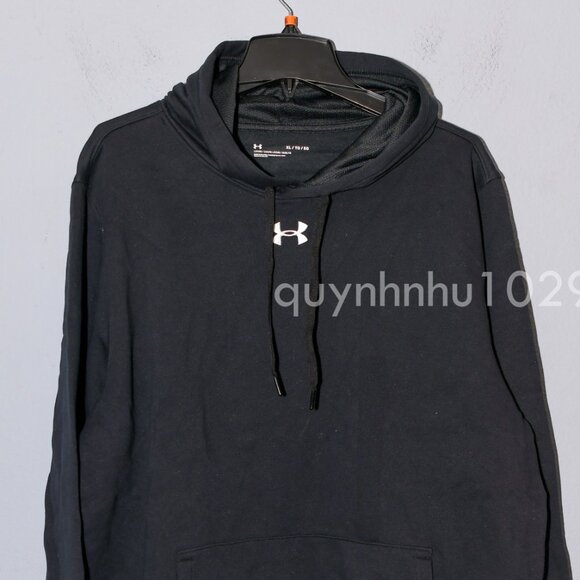 Men's UA Hustle Fleece Hoodie in black - Picture 5 of 7